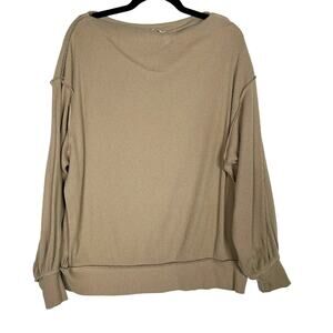 Free People XSmall XS Main Squeeze Hacci Sweater We The Free Ribbed Tan Neutral